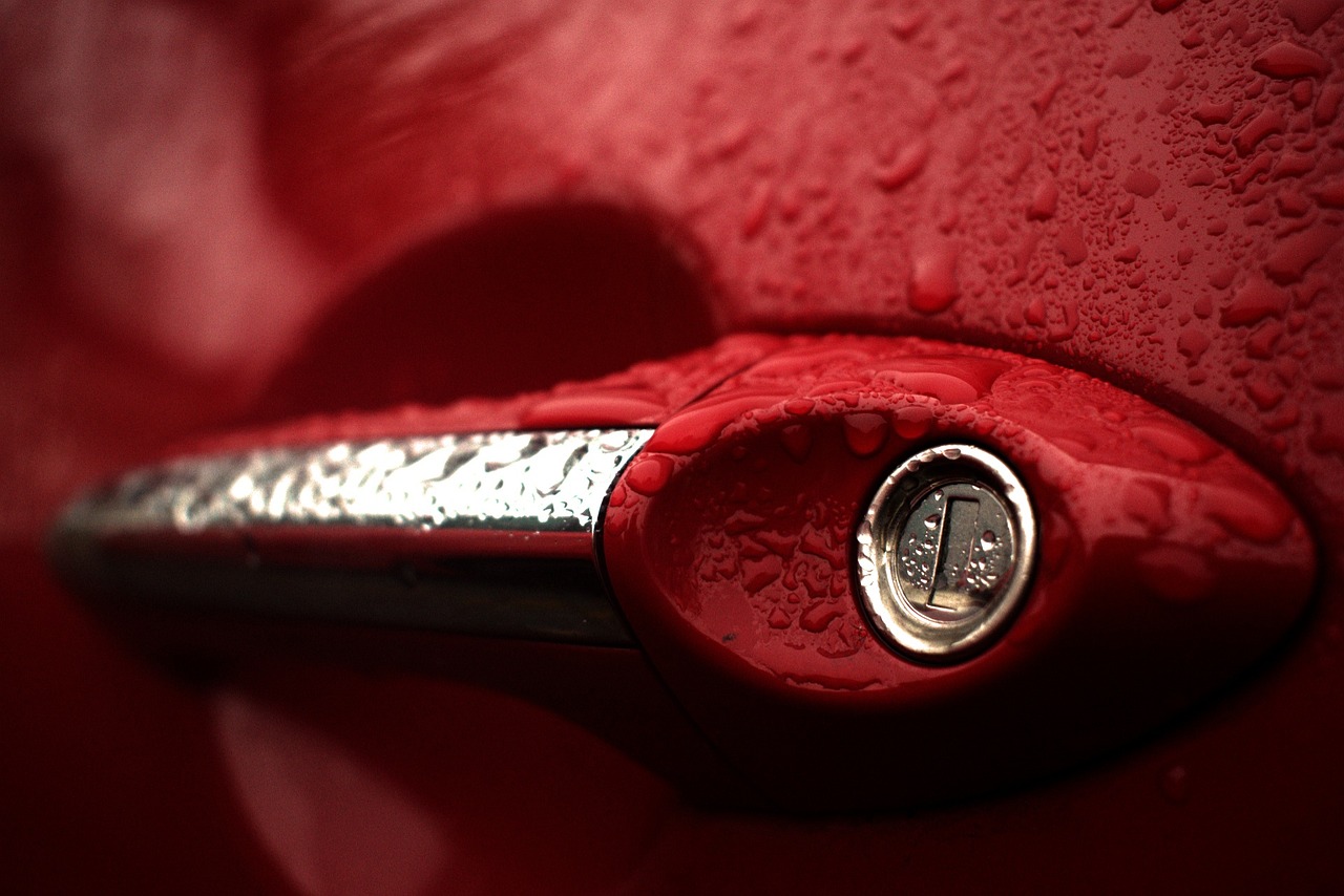 A red car handle